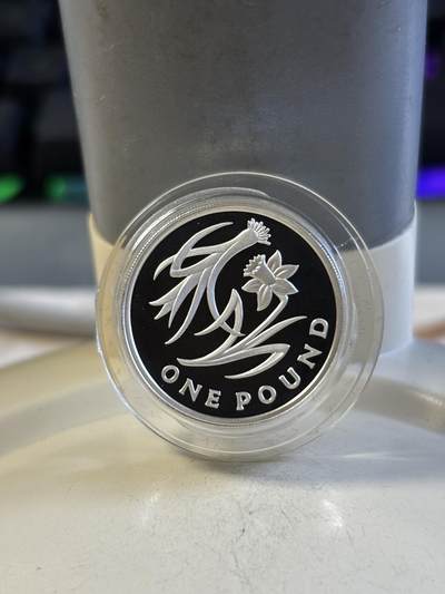 第192期拍卖 - 英国2013年花卉系列威尔士1镑精制加厚版纪念银币，925银，19克，发行3000枚