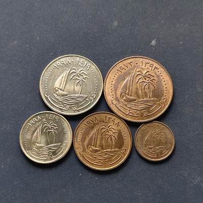 【全场包邮】纯粹捡漏拍508场 - 卡塔尔各年份5枚套币