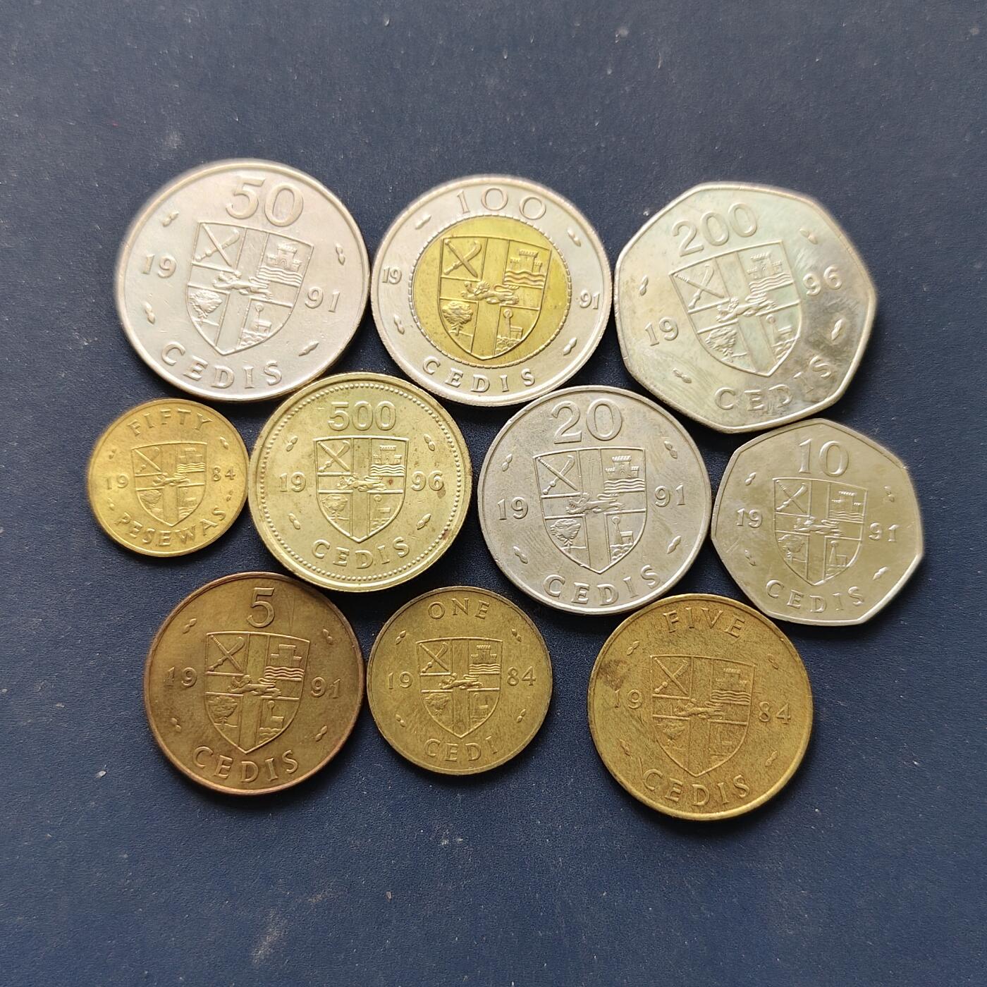 【全场包邮】纯粹捡漏拍508场 加纳1984-1996年各版本10枚套币