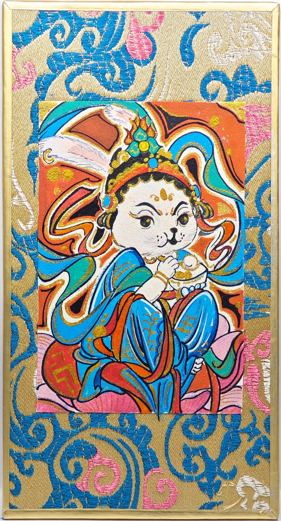 白泽拍卖卡牌手绘专场第33期（去岁千般皆如愿 今年万事定称心） 2025 手绘卡 刺绣版面 玉兔 尺寸：8cm*15cm