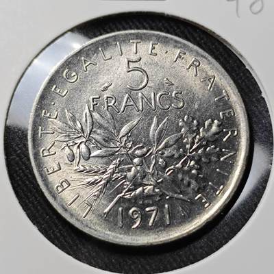 KK钱币收藏小铺   套币 批量/好品散币专场 2月预留时间 周末发货 -  1971法国播种女神5法郎 好品