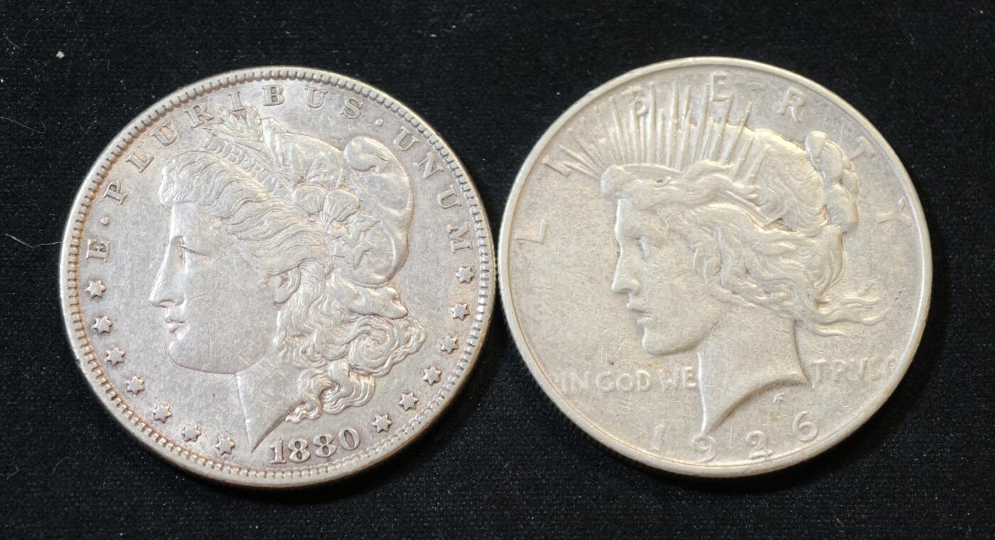 甄臻铺-世界币章拍卖（第53期），甄品场拍品征集中，送拍享返佣金等优惠多多 摩根和平2枚裸币