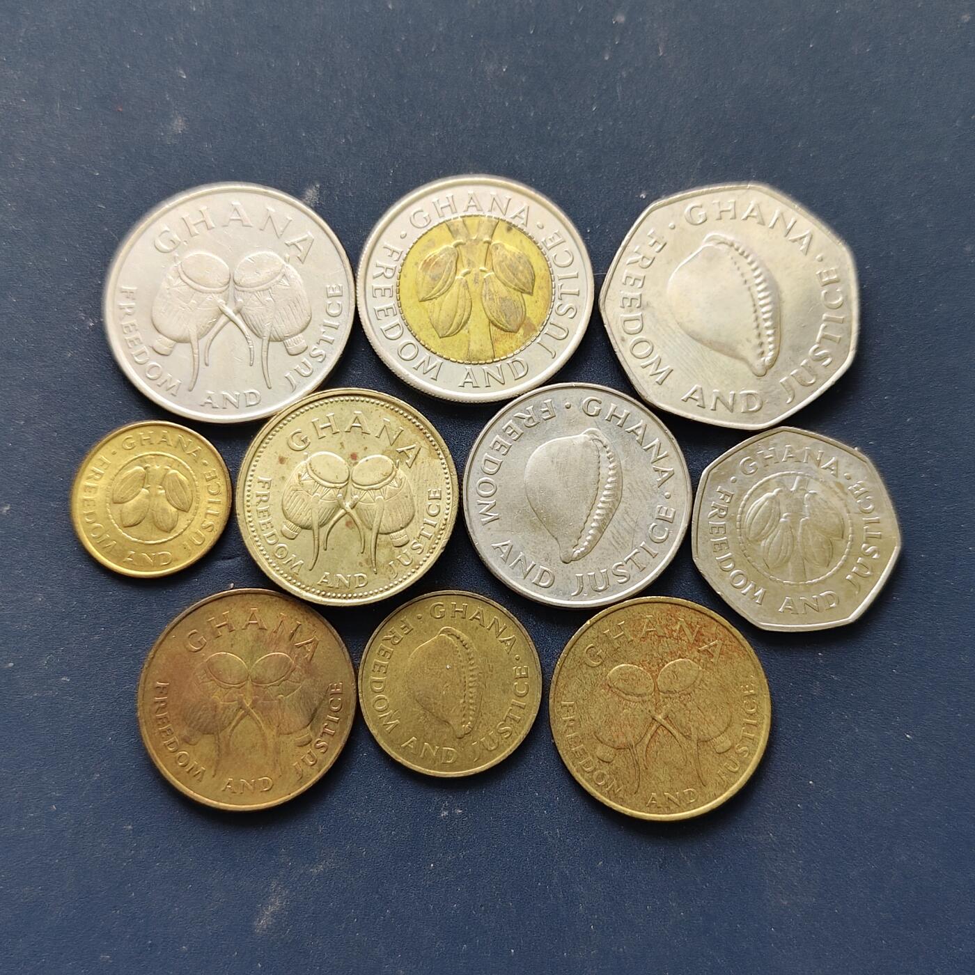 【全场包邮】纯粹捡漏拍508场 加纳1984-1996年各版本10枚套币
