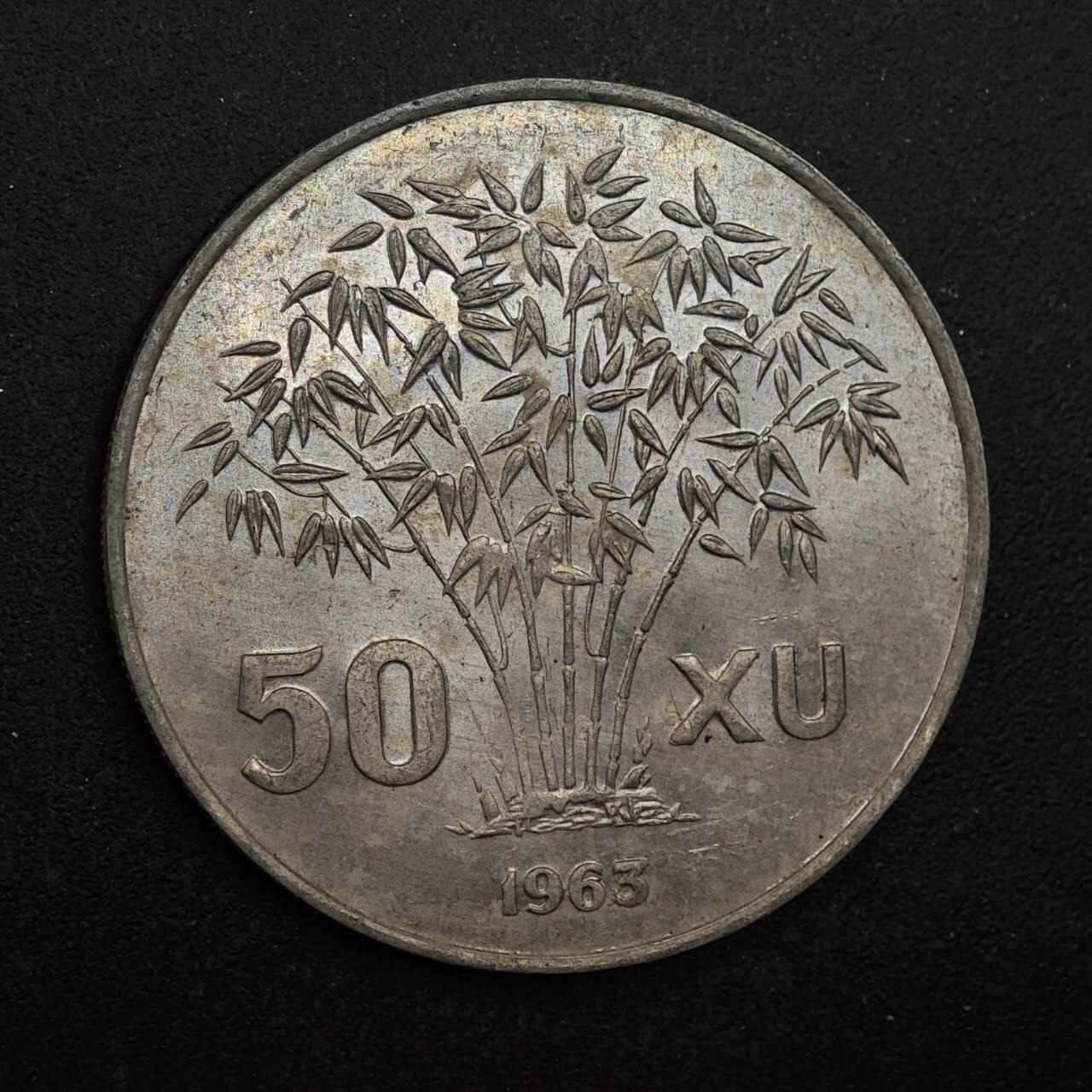 【淘币小摊】实时拍第八百七十六拍   散币场    每周一统一发货 越南1963年50XU吴庭艳竹子铝币