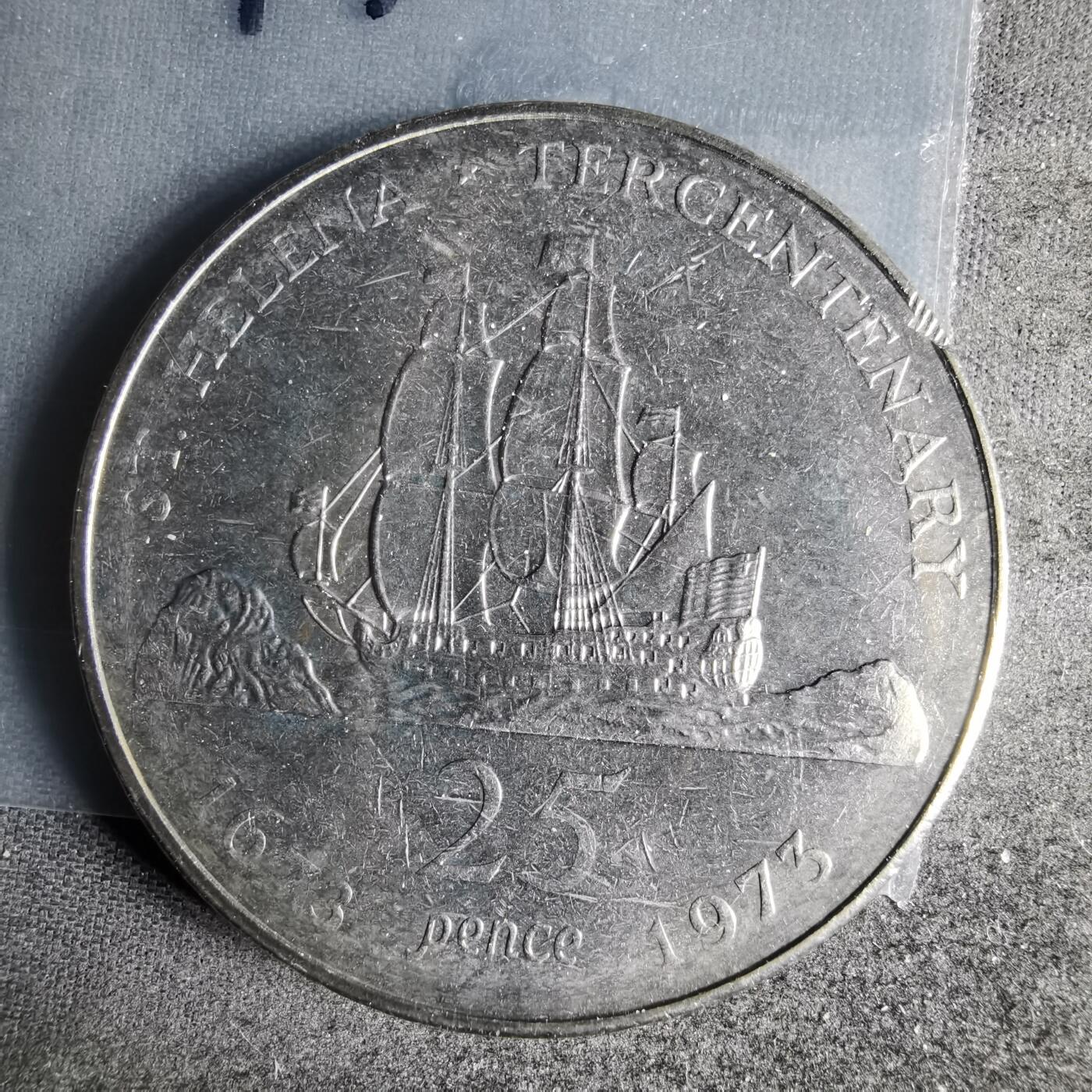 沼泽如烟--第1013场 圣赫勒拿1973年25便士纪念币