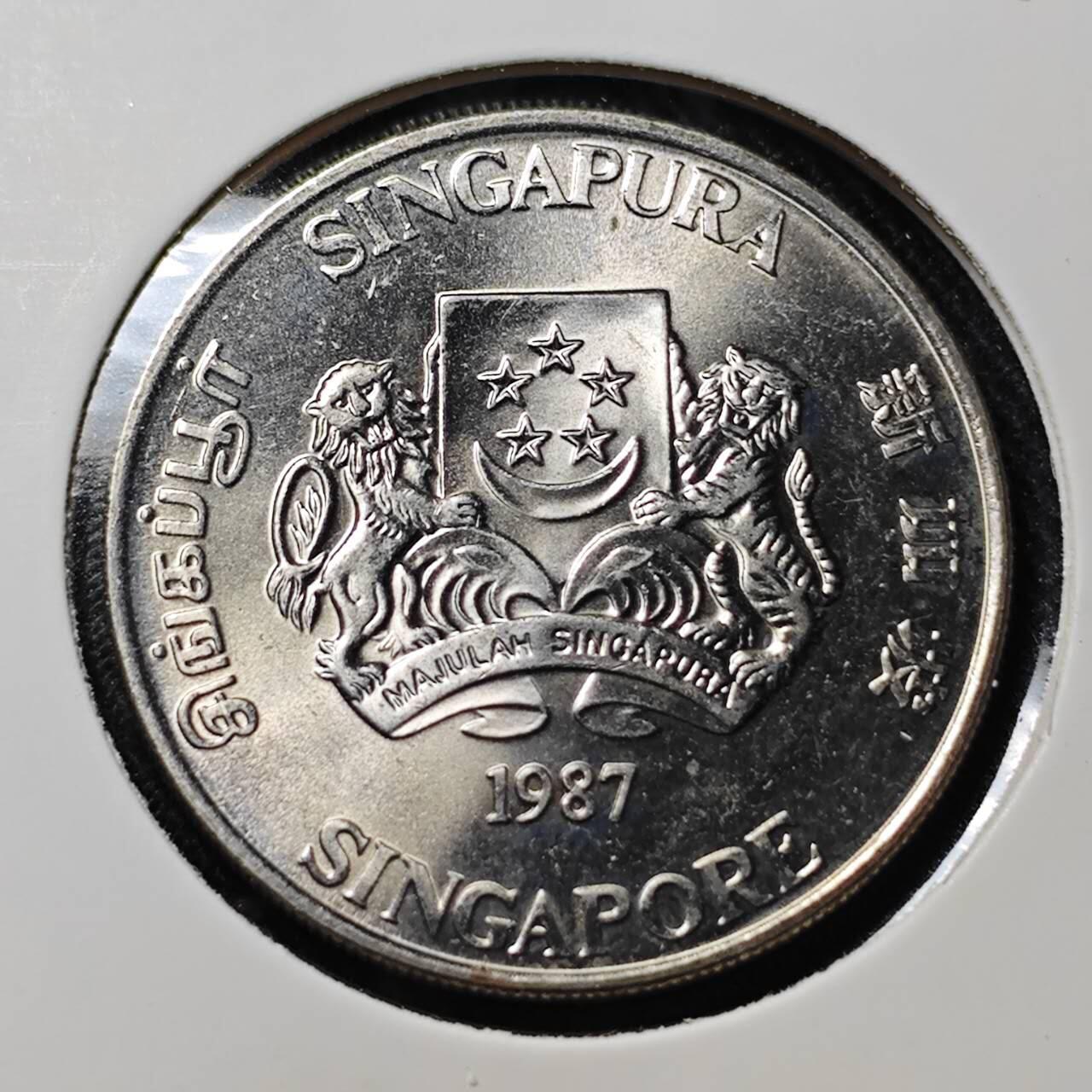 KK钱币收藏小铺   套币 批量/好品散币专场 2月预留时间 周末发货  1987新加坡1元 少见 好品