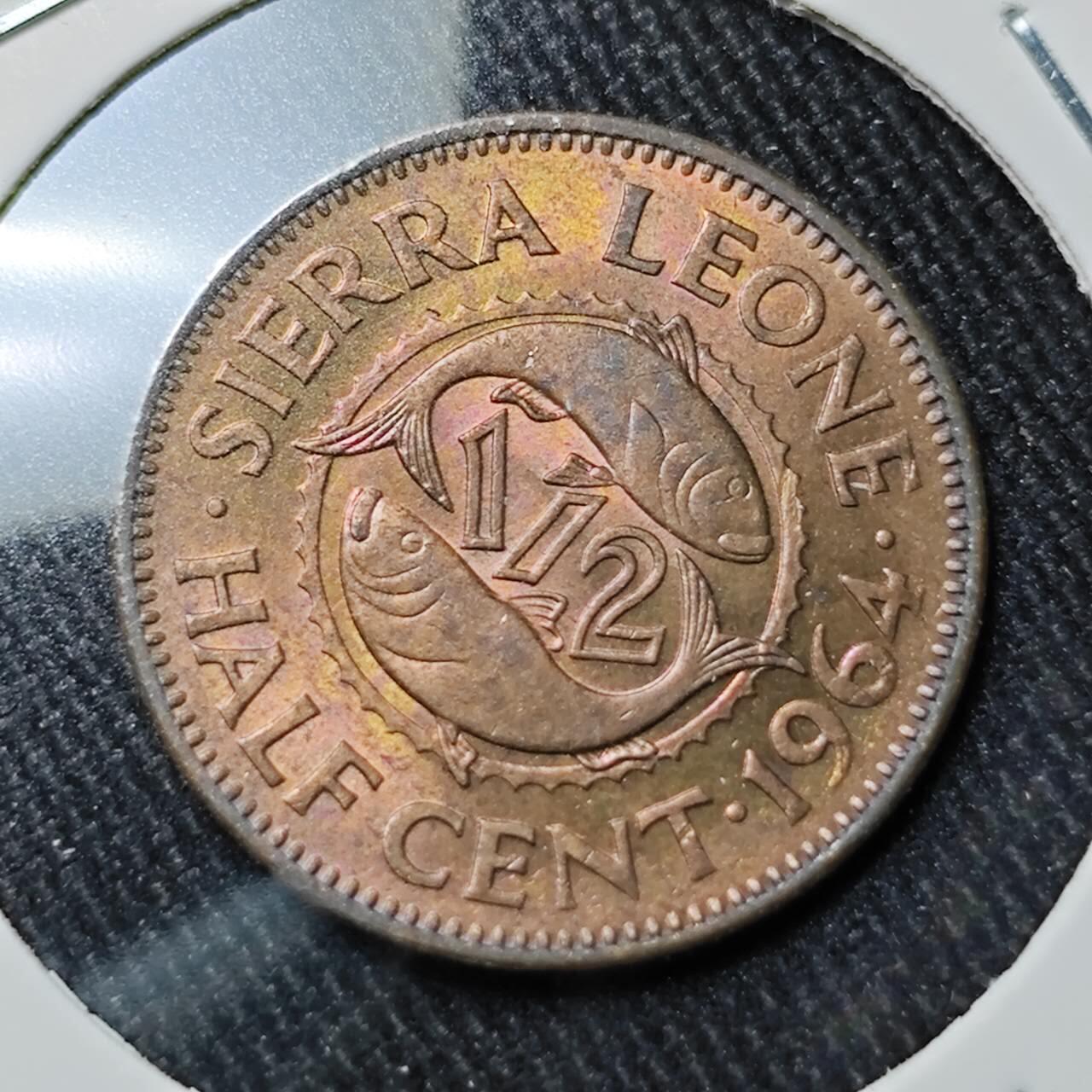 KK钱币收藏小铺   套币 批量/好品散币专场 2月预留时间 周末发货  1964塞拉利昂1/2分铜币 好品