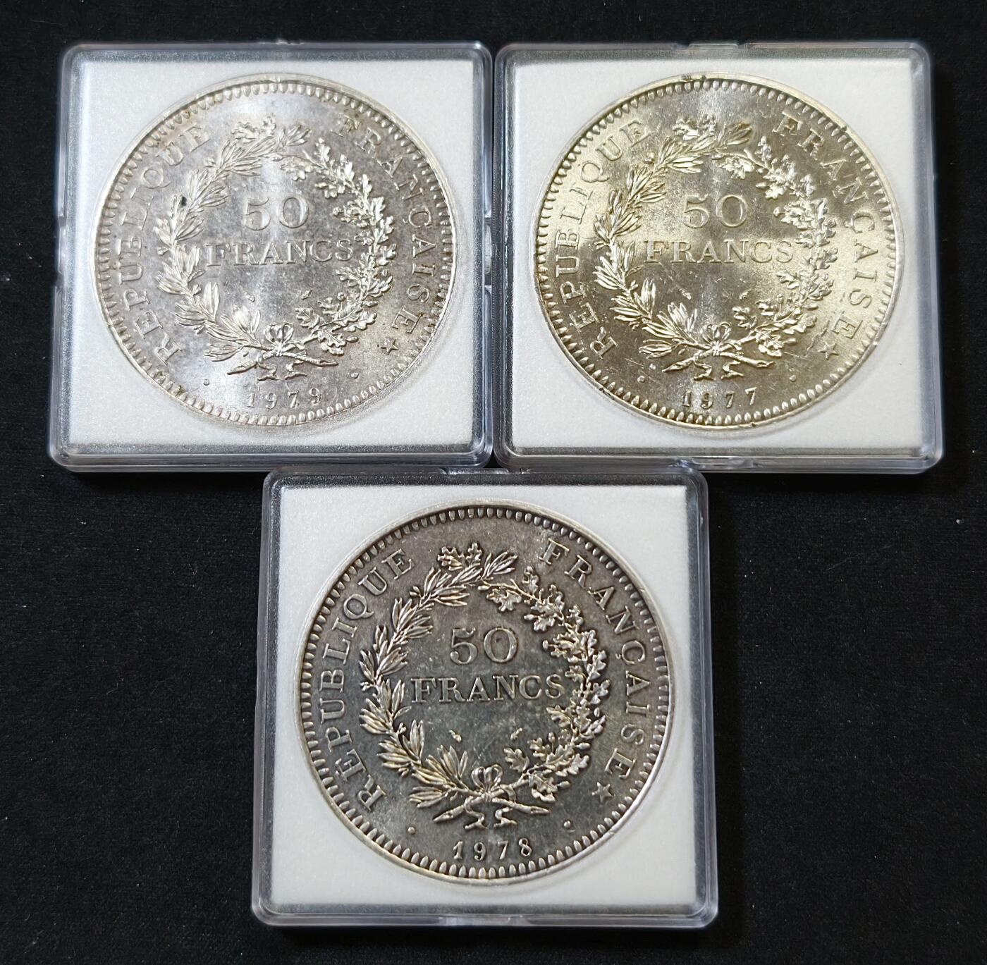 甄臻铺-世界币章拍卖（第53期），甄品场拍品征集中，送拍享返佣金等优惠多多 50法郎3枚，30克裸币