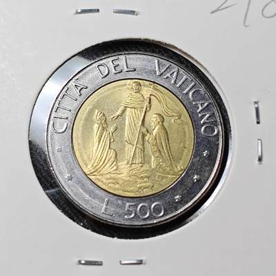 KK钱币收藏小铺   套币 批量/好品散币专场 2月预留时间 周末发货 -   梵蒂冈500里拉双色币 好品