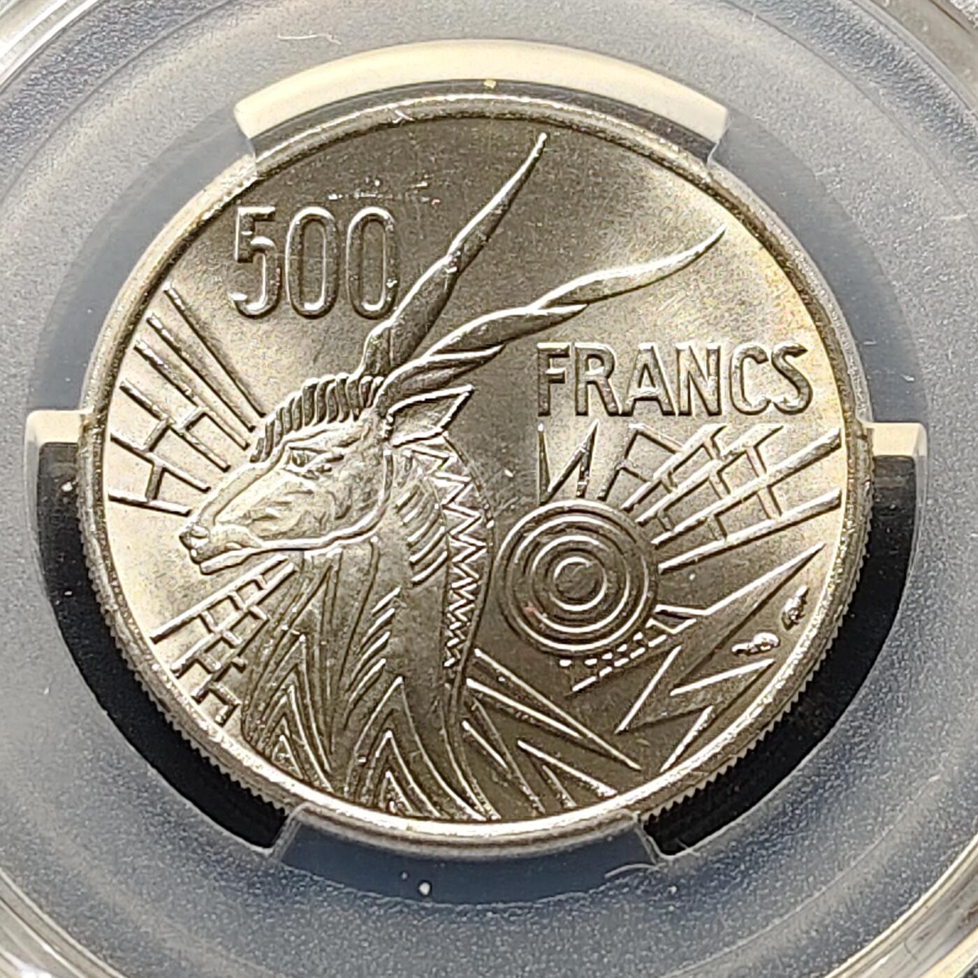 【全场包邮】纯粹捡漏拍509场 【收藏级·冠军分】中非国家1976年500法郎-PCGS MS68