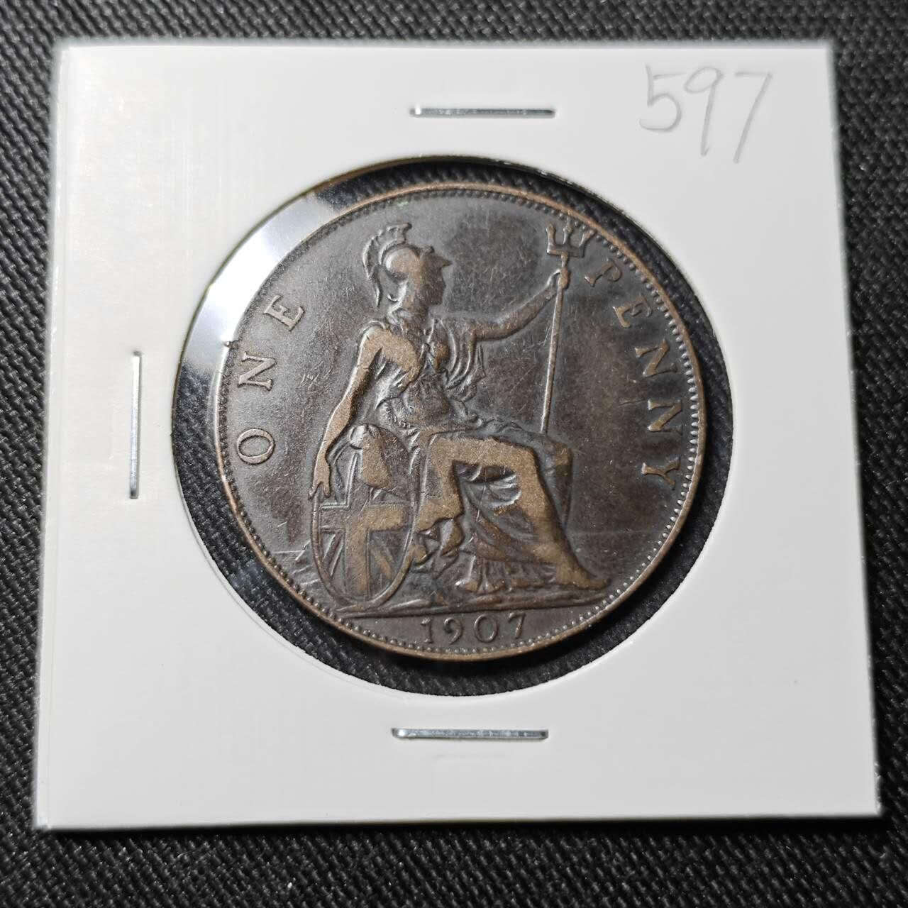 KK钱币收藏小铺   套币 批量/好品散币专场 2月预留时间 周末发货  1907英国爱七1便士铜币