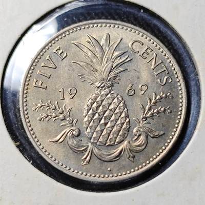 KK钱币收藏小铺   套币 批量/好品散币专场 2月预留时间 周末发货 -  1969巴哈马菠萝5分 好品