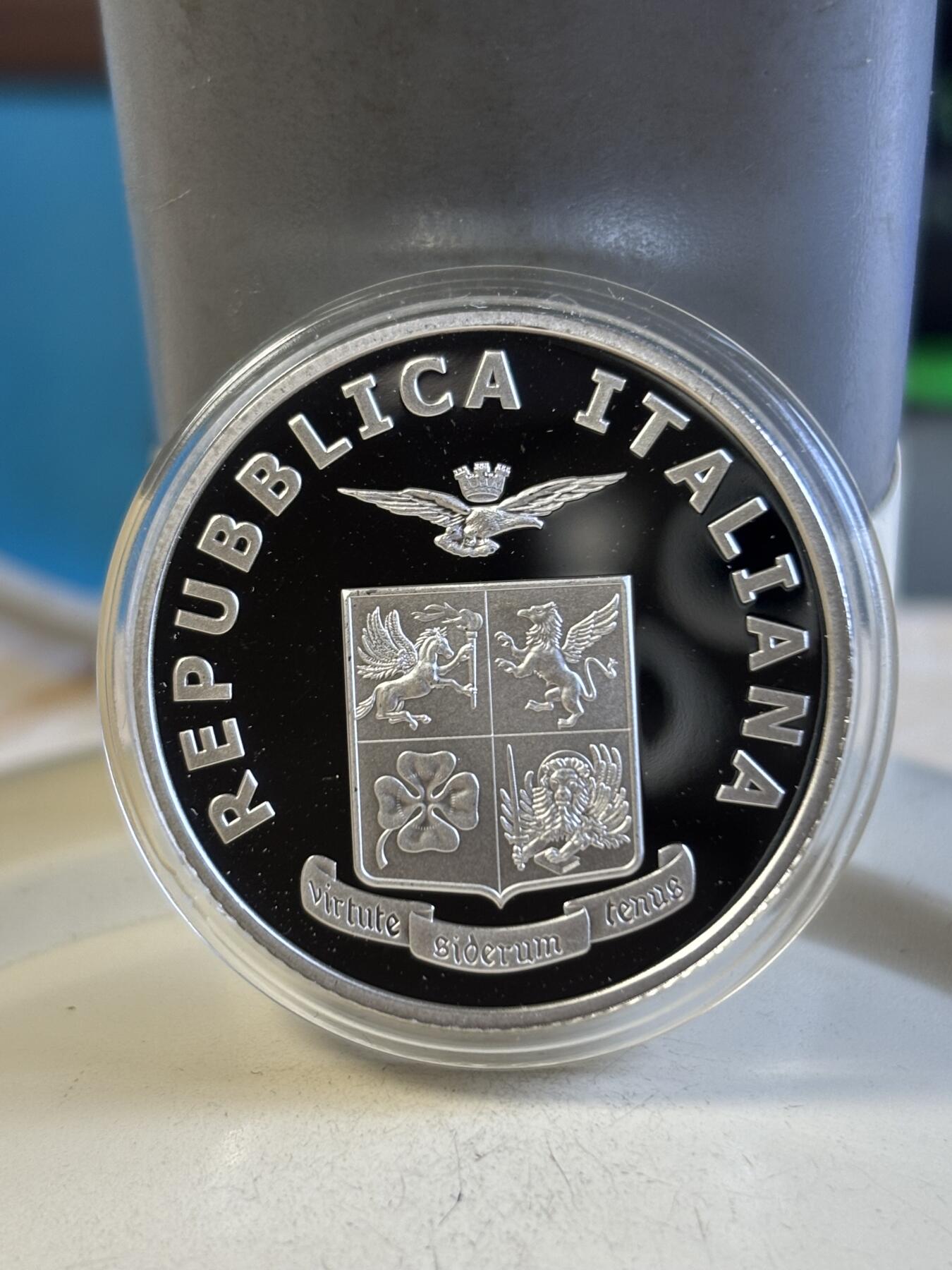 第192期拍卖 意大利2023年空军成立100年5欧彩色纪念银币，925银，18克，发行5000枚