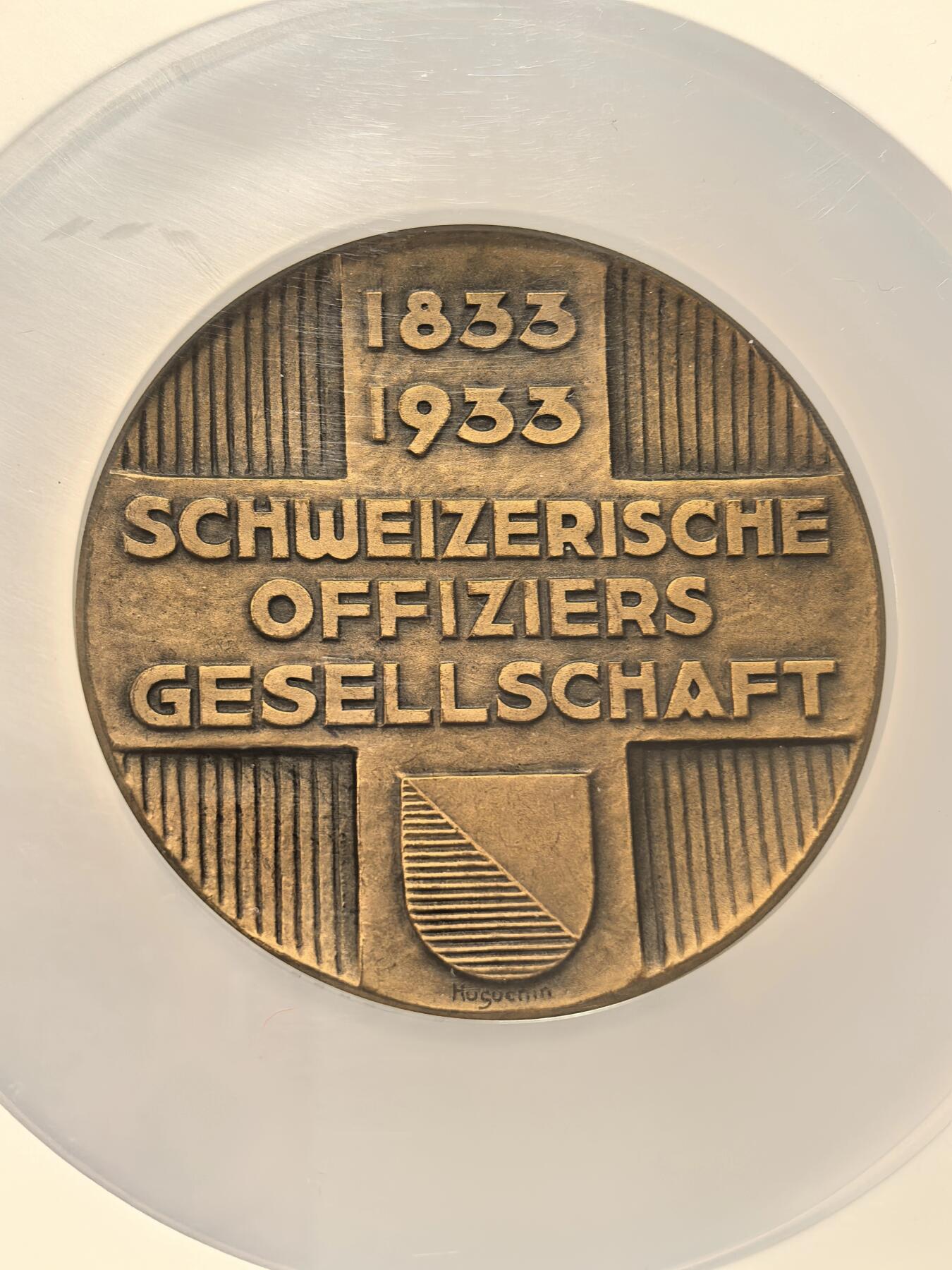 博洋堂世界钱币拍卖第163期（全场包邮） NGC MS64BN 瑞士1933年瑞士军官协会成立100周年纪念大铜章