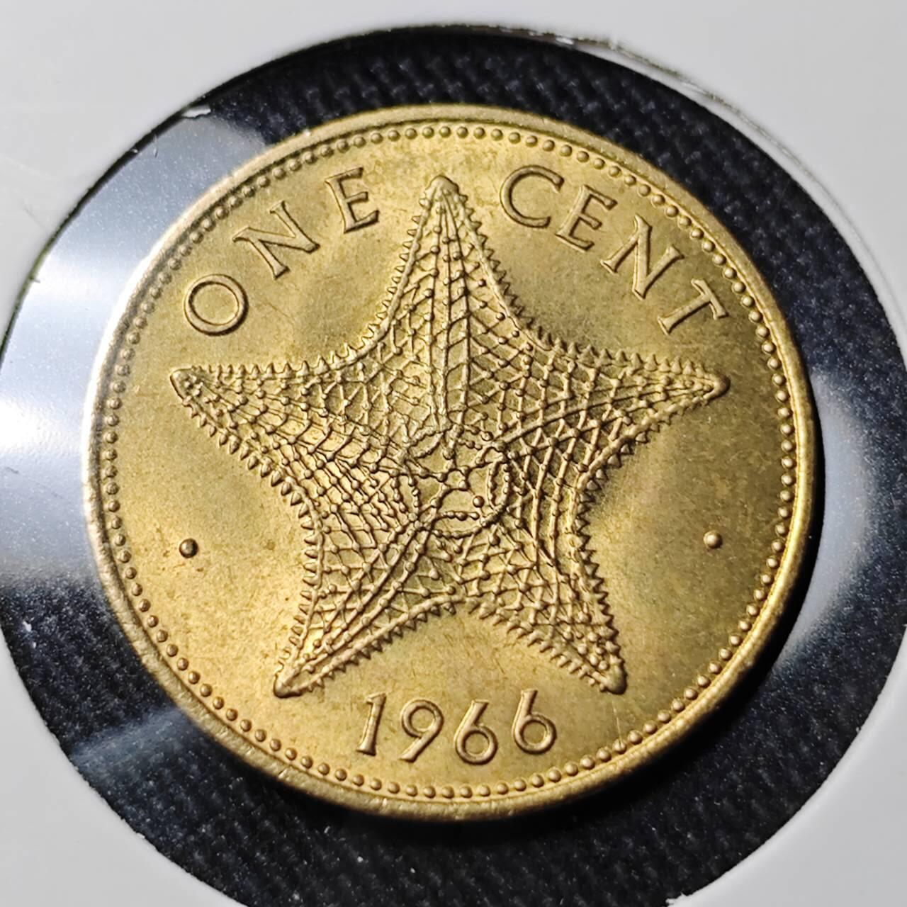 KK钱币收藏小铺   套币 批量/好品散币专场 2月预留时间 周末发货  1966巴哈马1分海星铜币 好品