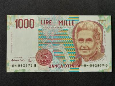 【游宝拍卖】丙午马年第7期 - 意大利-1000里拉【1990年 全新UNC】