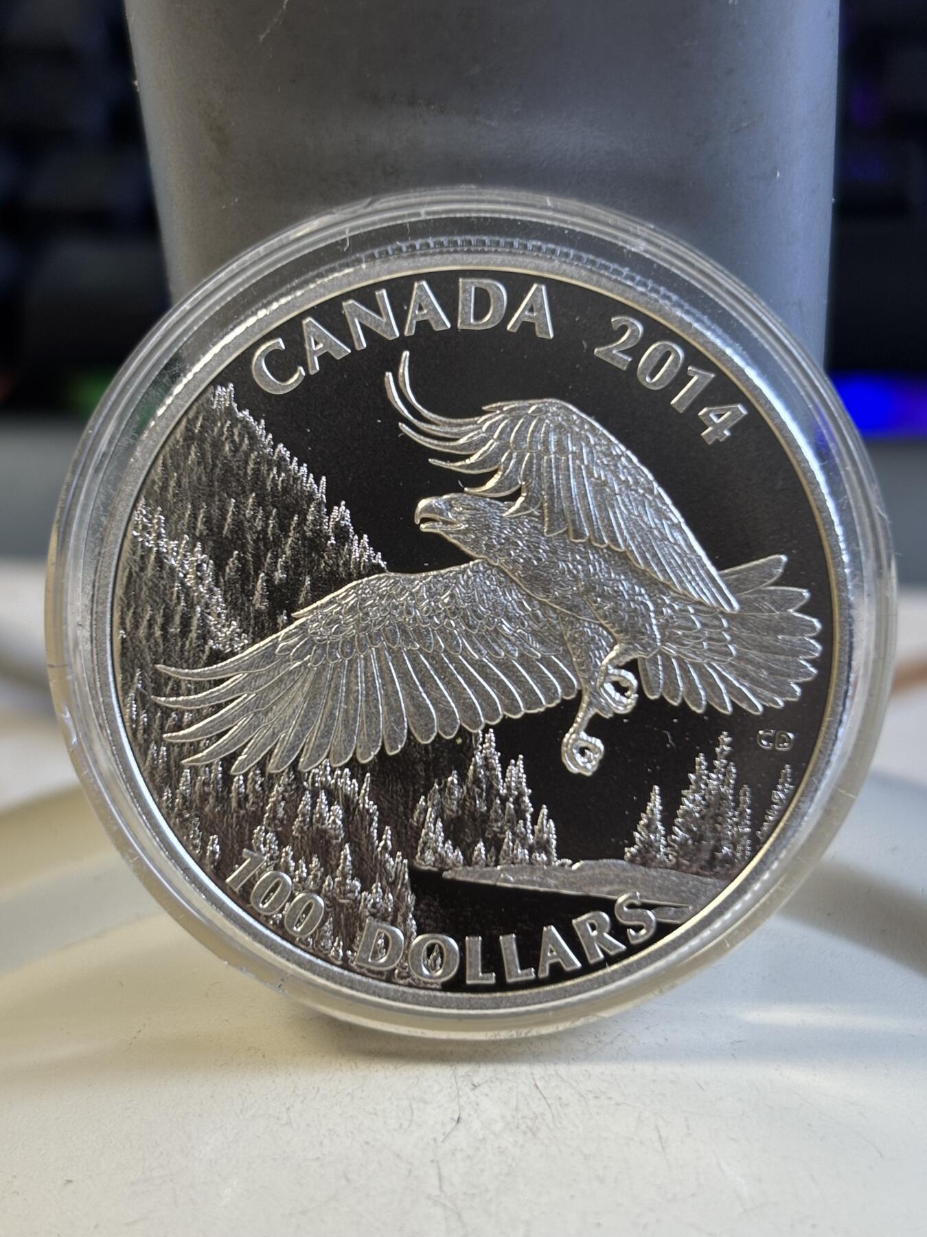 第192期拍卖 加拿大2014年100换100加元系列白头鹰1盎司银币，9999银，发行50000枚