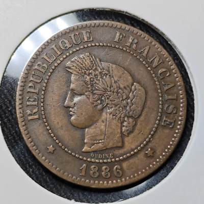 KK钱币收藏小铺   套币 批量/好品散币专场 2月预留时间 周末发货 -  1886法国5分铜币