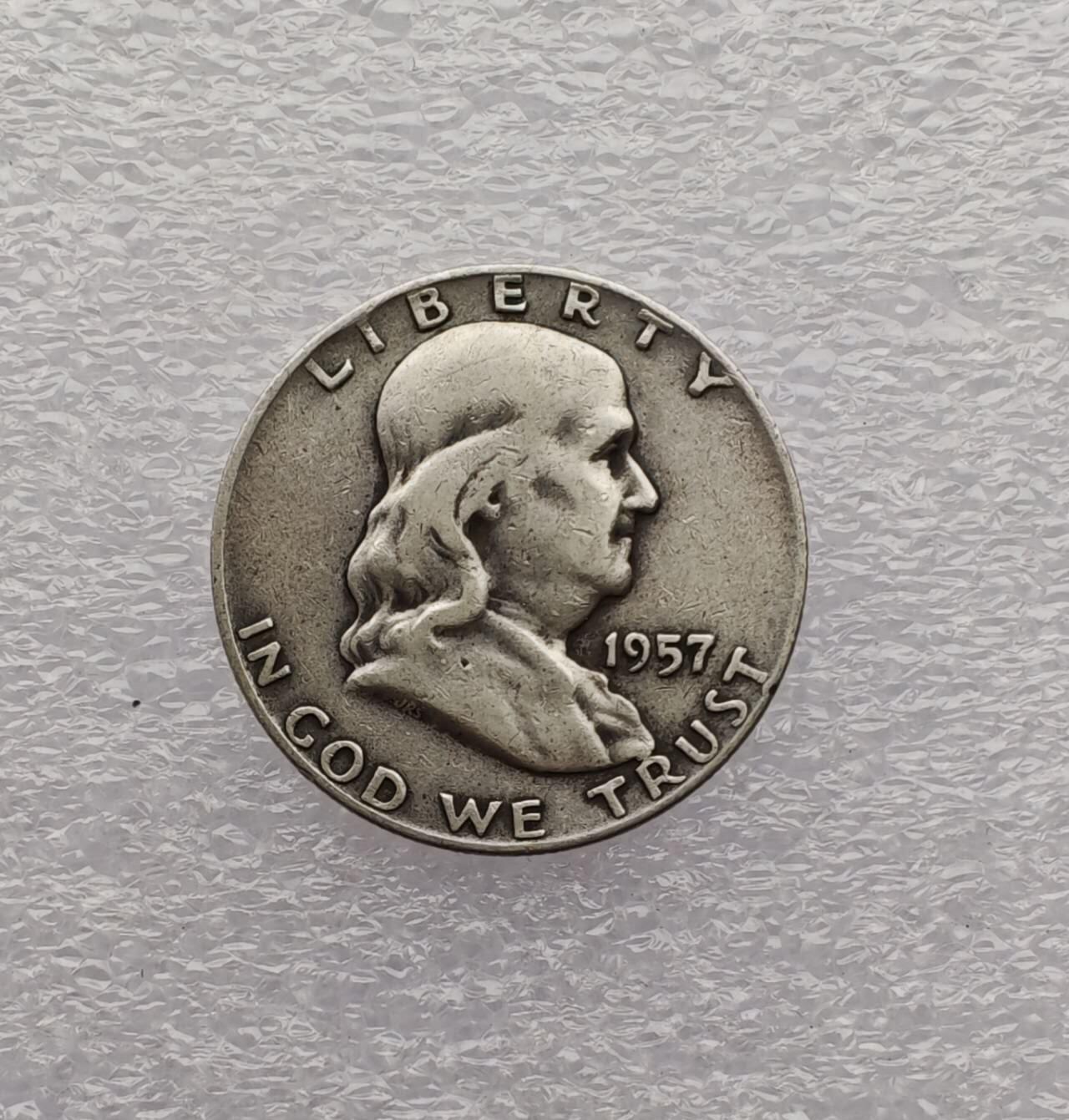 瓶子🏺第231期拍卖会  美国1957年富兰克林半美元银币（Franklin Half Dollar）90%银