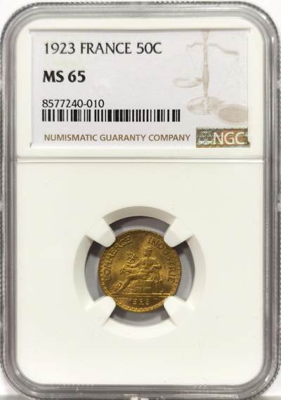 博洋堂世界钱币拍卖第163期（全场包邮） - NGC MS65 法国1923年50分