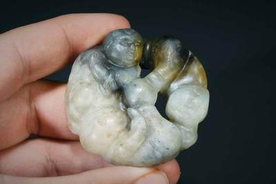 上海都达杂项专场四十八【全场包邮】  古玉多子多福挂件92-42