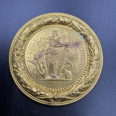 「木头集藏」章牌专场-第69场 - A.Bottee～1875年法国国际博览会镀金铜章，直径：78 mm，91.2 g，边缘中空，少见铜章。