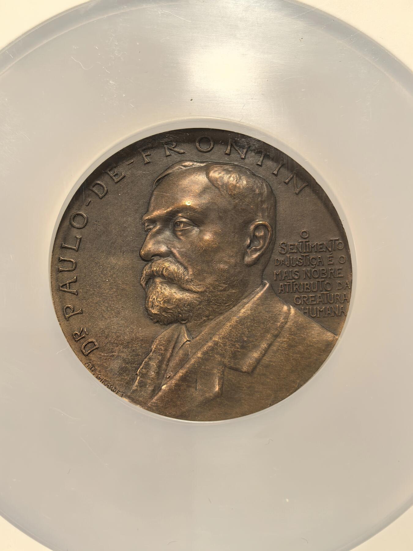 博洋堂世界钱币拍卖第163期（全场包邮） NGC MS64BN 巴西1910年德比俱乐部成立25周年纪念大铜章