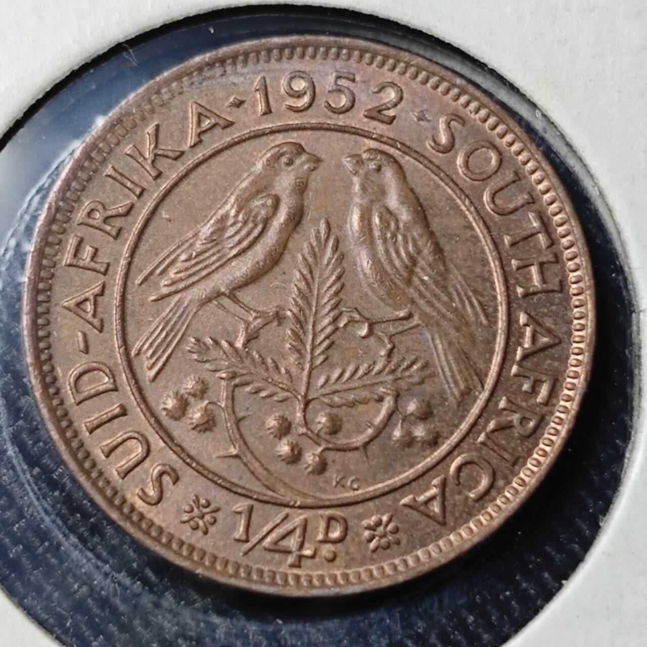 KK钱币收藏小铺   套币 批量/好品散币专场 2月预留时间 周末发货  1952英属南非1/4便士铜币