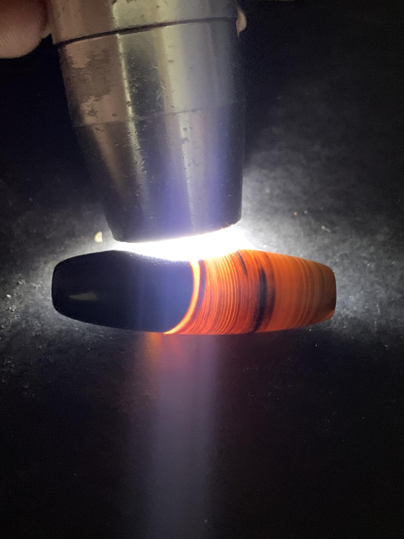 精美罕见X图案千层纹药师玛瑙桶珠一个