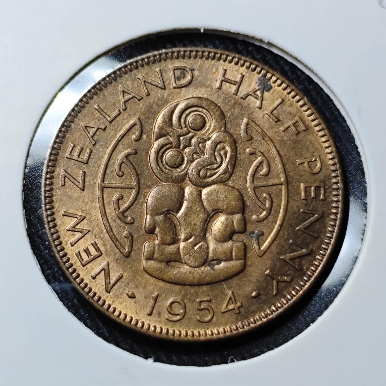 KK钱币收藏小铺   套币 批量/好品散币专场 2月预留时间 周末发货  1954新西兰半便士铜币