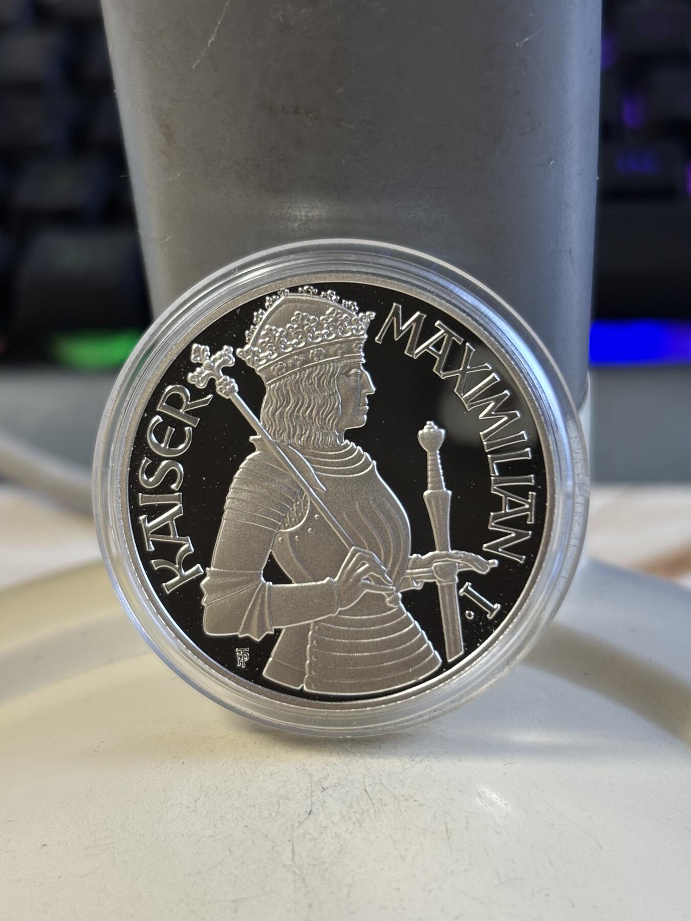 第192期拍卖 获奖币奥地利1992年马克西米连一世精制纪念银币，900银，18克，发行75000枚