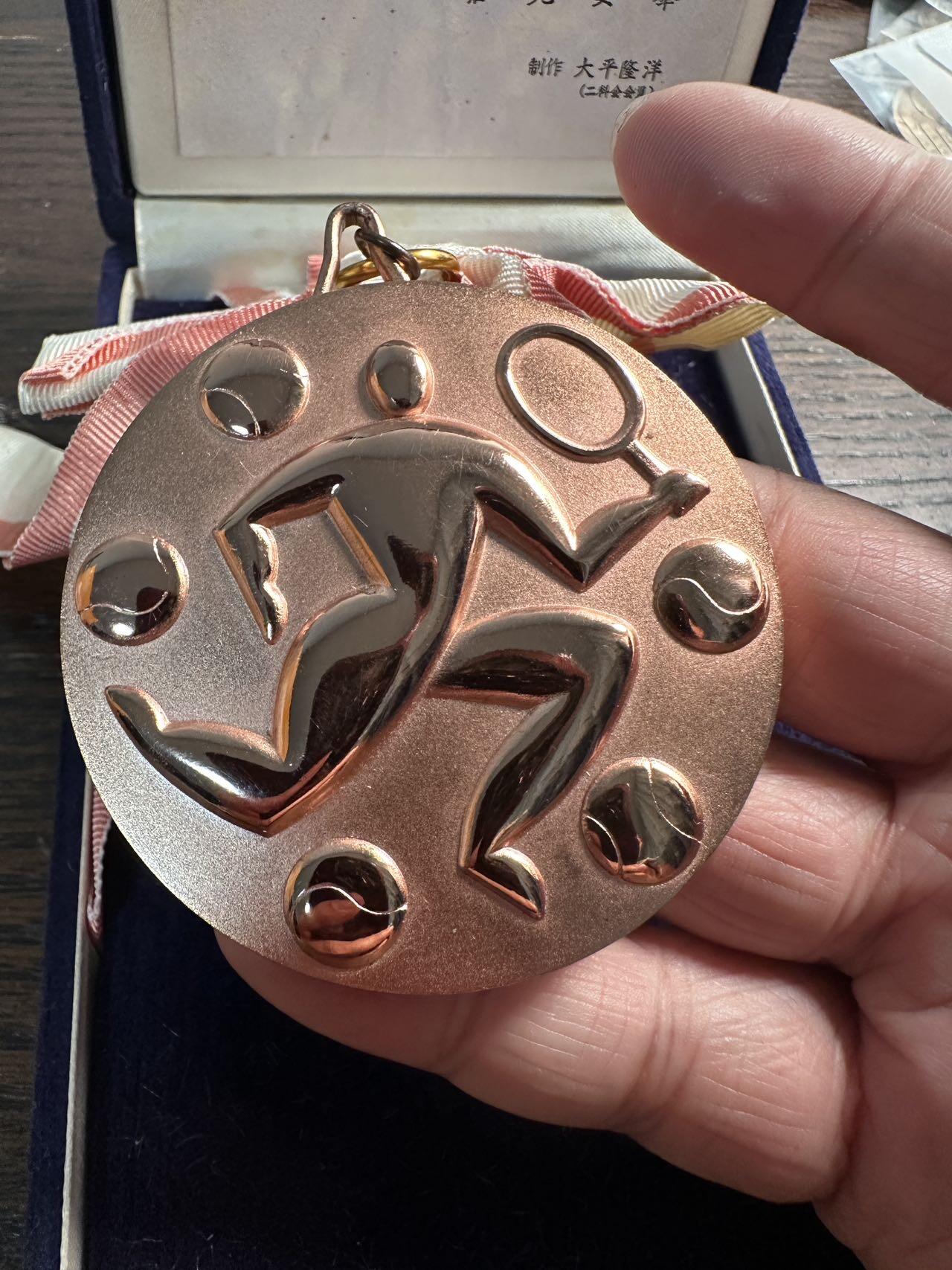 蒂克钱币-第59场 日本企业章 徽章拍卖 1984年的日本全国小学生网球锦标赛男子单打冠军 铜章 61mm 148g