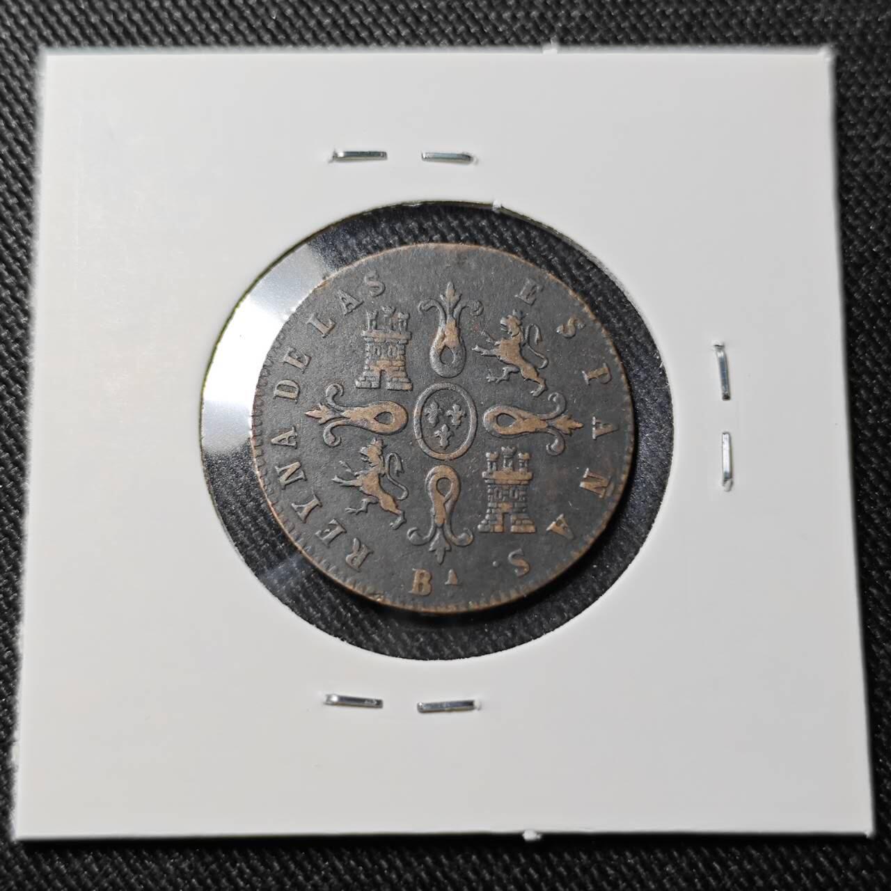 KK钱币收藏小铺   套币 批量/好品散币专场 2月预留时间 周末发货  1855西班牙4M铜币