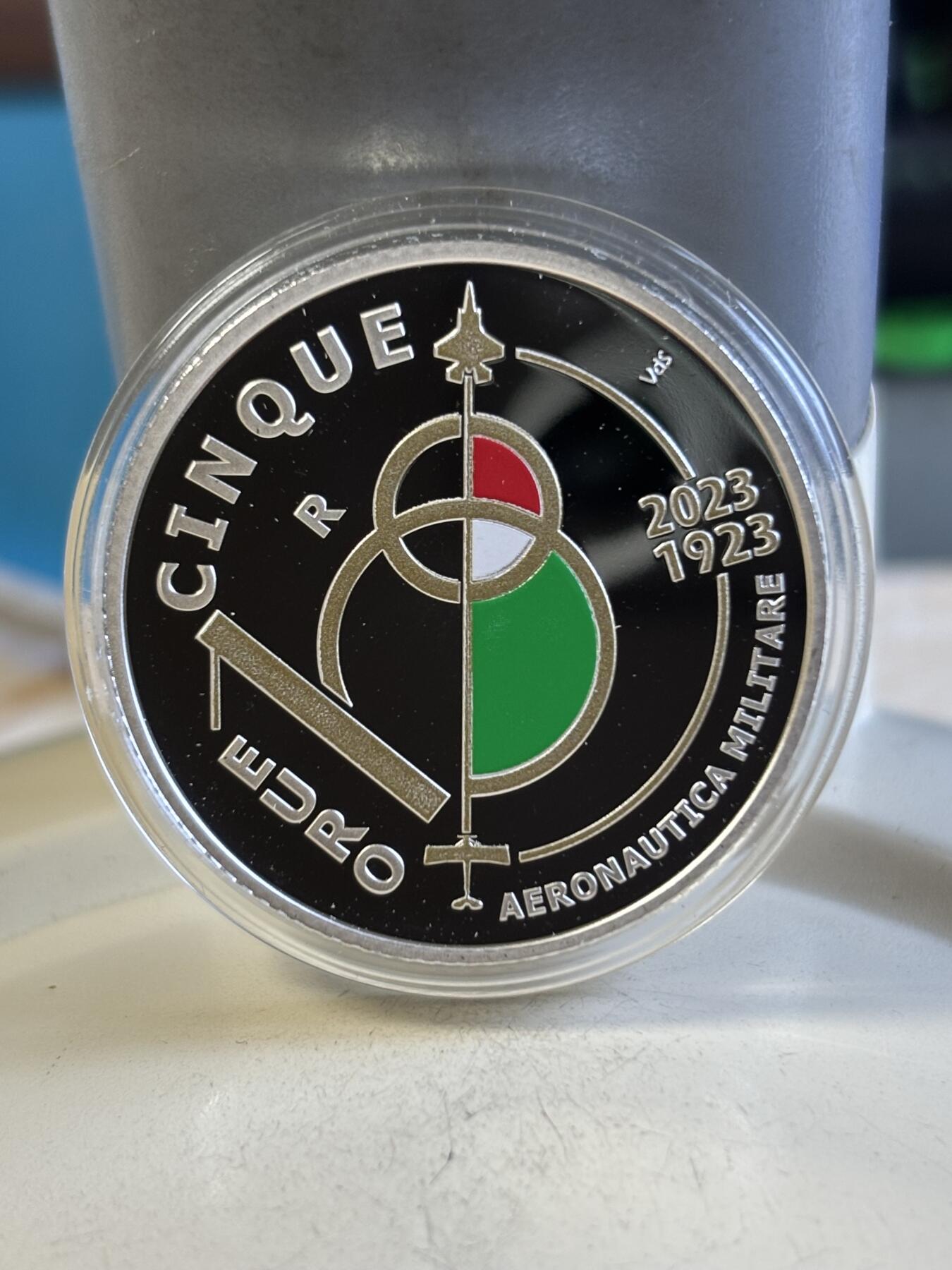 第192期拍卖 意大利2023年空军成立100年5欧彩色纪念银币，925银，18克，发行5000枚