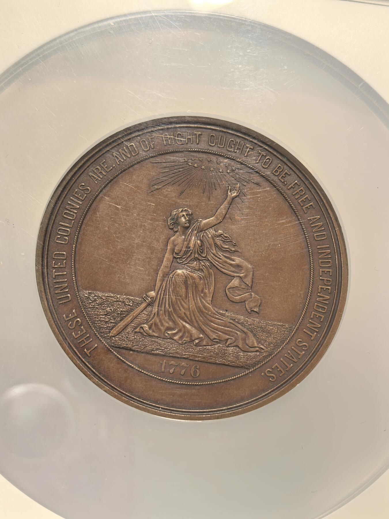 博洋堂世界钱币拍卖第163期（全场包邮） NGC MS63BN 美国1876年建国百年纪念大铜章