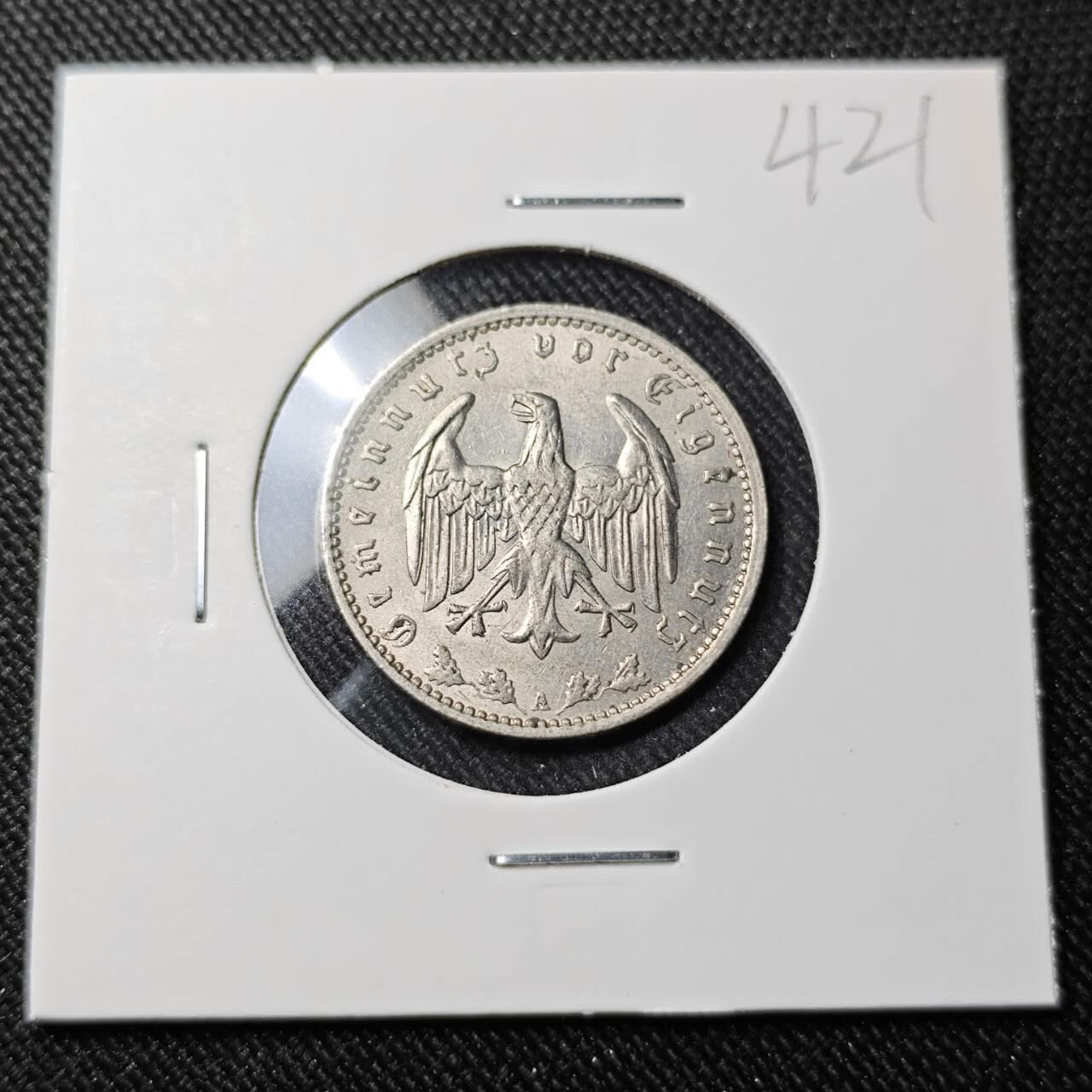 KK钱币收藏小铺   套币 批量/好品散币专场 2月预留时间 周末发货  1935德国1马克镍币 带光