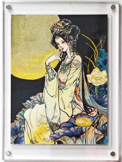 白泽拍卖卡牌手绘专场第33期（去岁千般皆如愿 今年万事定称心） - 2025 艺方文创 手绘卡 荷中仙 尺寸：9.9cm*13.2cm  瑞亲签 卡砖封装