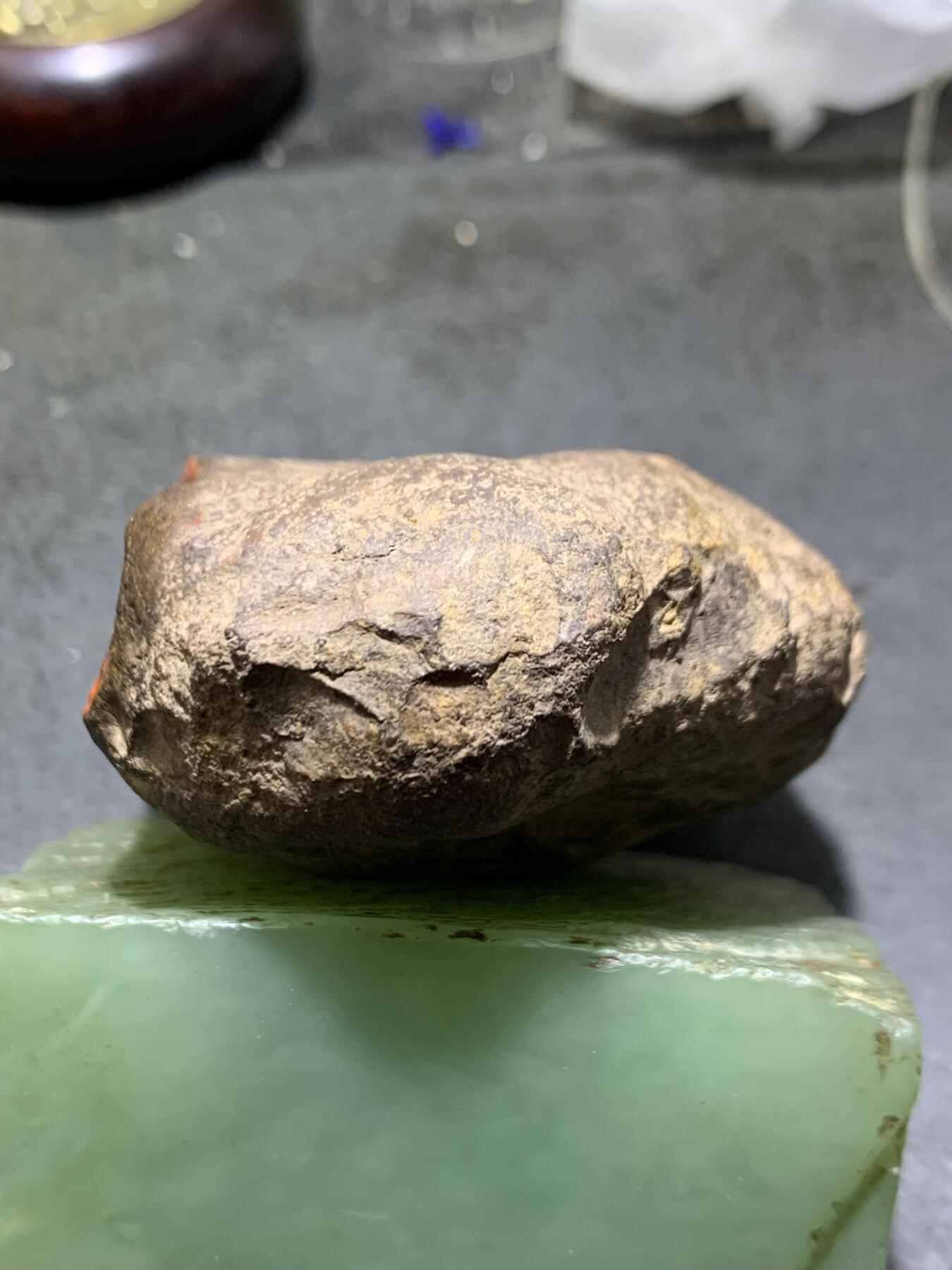 精美铁皮开窗料柿子红白冻料南红玛瑙原石一颗