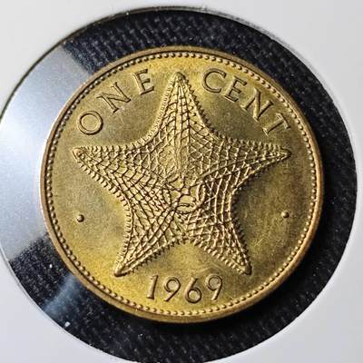 KK钱币收藏小铺   套币 批量/好品散币专场 2月预留时间 周末发货 -  1969巴哈马海星1分铜币 好品