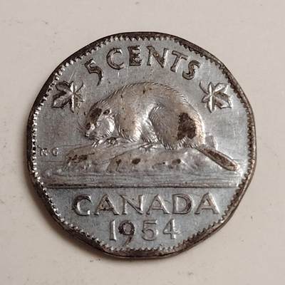 布加迪🐬～世界钱币(上海)🌾第 279 期 /  各国套币和散币 - 加拿大🇨🇦 1954年 5分