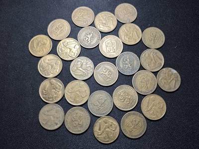KK钱币收藏小铺   套币 批量/好品散币专场 2月预留时间 周末发货 -  捷克斯洛伐克1克朗铜币26枚一组