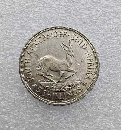 瓶子🏺第231期拍卖会  南非1948年乔治六世5先令（5 Shillings）银币  80%银  28.43克  28.43×0.8×23=523.112