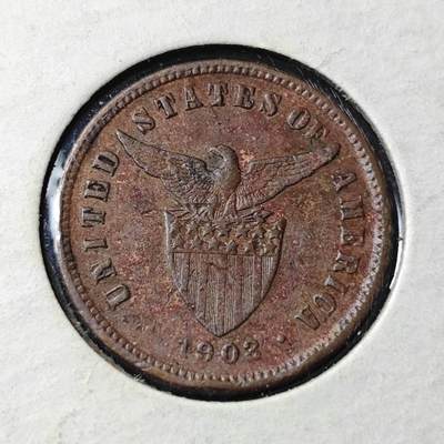 KK钱币收藏小铺   套币 批量/好品散币专场 2月预留时间 周末发货 -  1902美属菲律宾1/2分铜币 少见面值