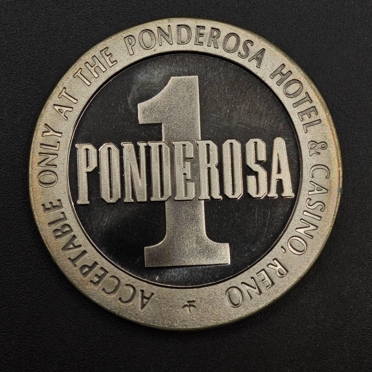 【淘币小摊】实时拍第八百七十六拍   散币场    每周一统一发货 美国1967年里诺市Ponderosa一美元代币原光品