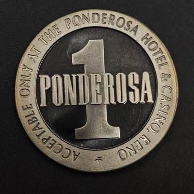 【淘币小摊】实时拍第八百七十六拍   散币场    每周一统一发货 - 美国1967年里诺市Ponderosa一美元代币原光品