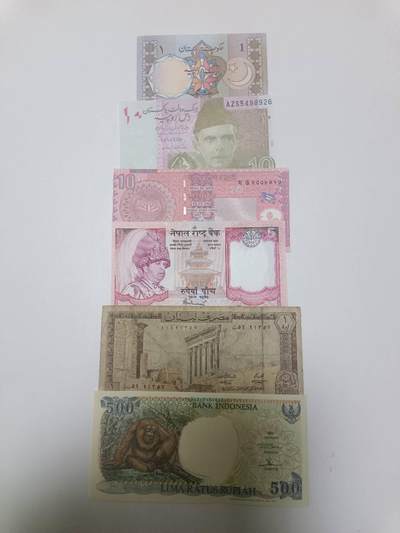 【20260306】非全新纸币和硬币第341场 - 亚洲国家6张纸币