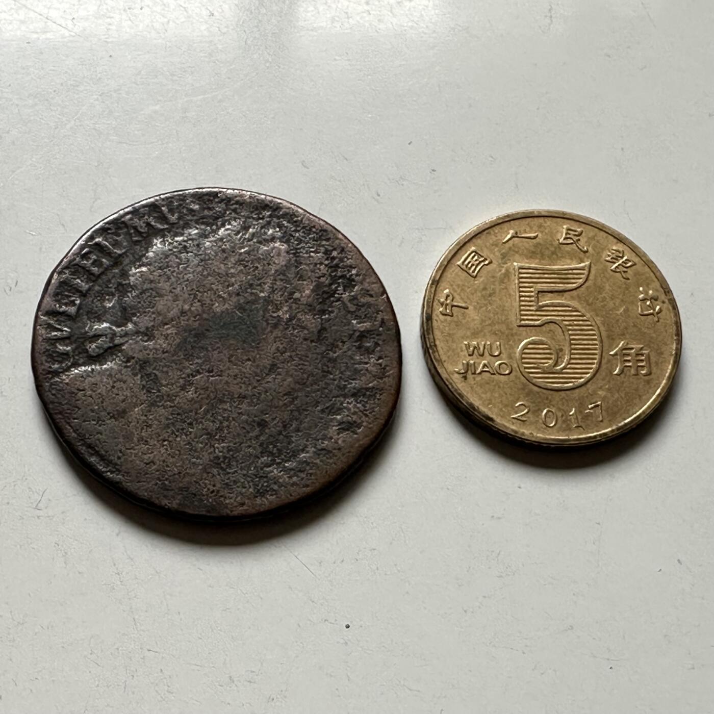 🌹外币初藏🌹🐯2026年第24场  每周二四六晚8️⃣点 接代拍 英国 威廉三世与玛丽二世 双人像半便士铜币 公元1689-1694年 约28.6mm，8.6g