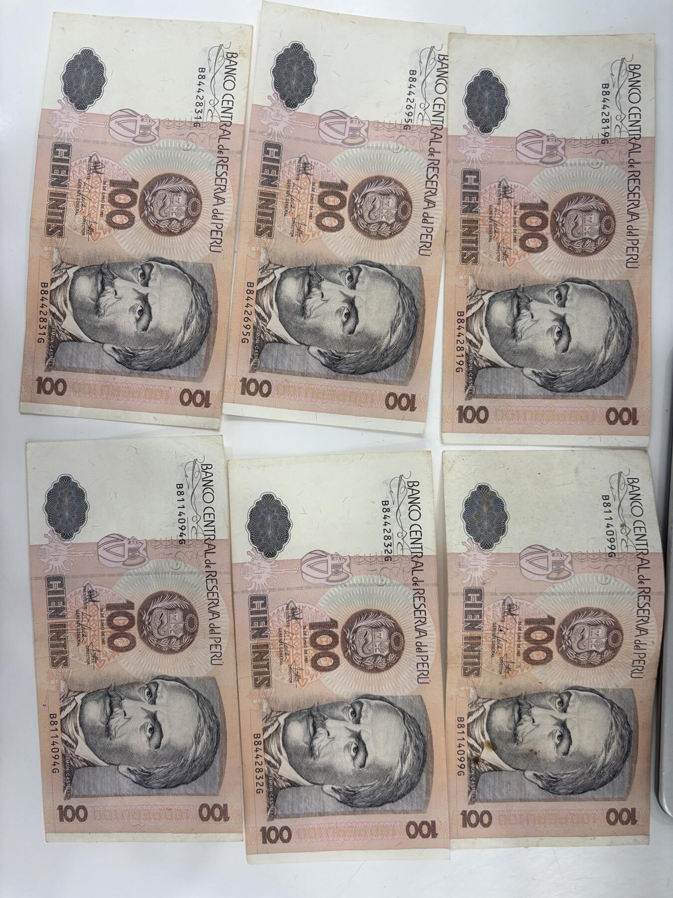 秘鲁 100 Inti、秘鲁印蒂纸币