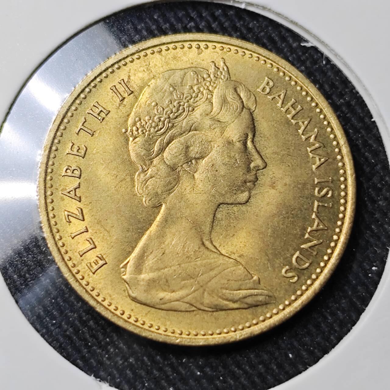 KK钱币收藏小铺   套币 批量/好品散币专场 2月预留时间 周末发货  1966巴哈马1分海星铜币 好品