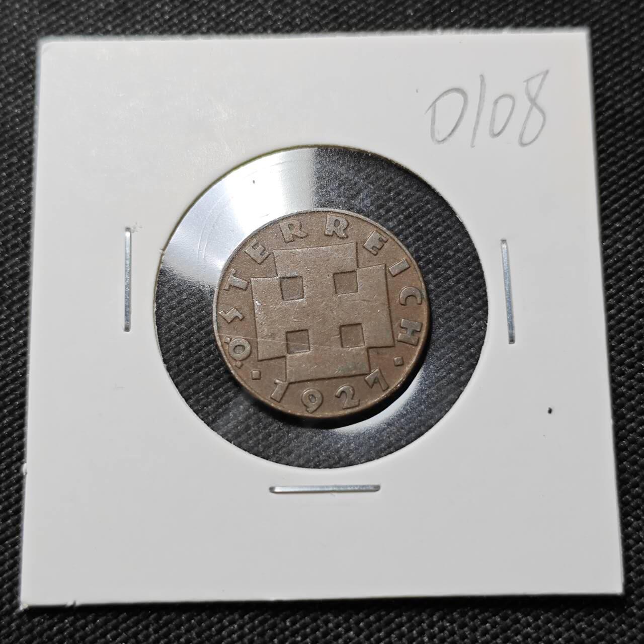 KK钱币收藏小铺   第401期 2月预留时间 周末发货  1927奥地利2格罗申铜币